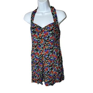 Vintage Selections Halter‎ Top Flower Print Romper